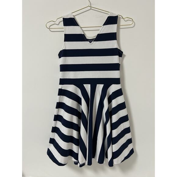 Polo Ralph Lauren Girls Fit & Flare Stripes Navy White Dress Size Large Nautical - Picture 3 of 7